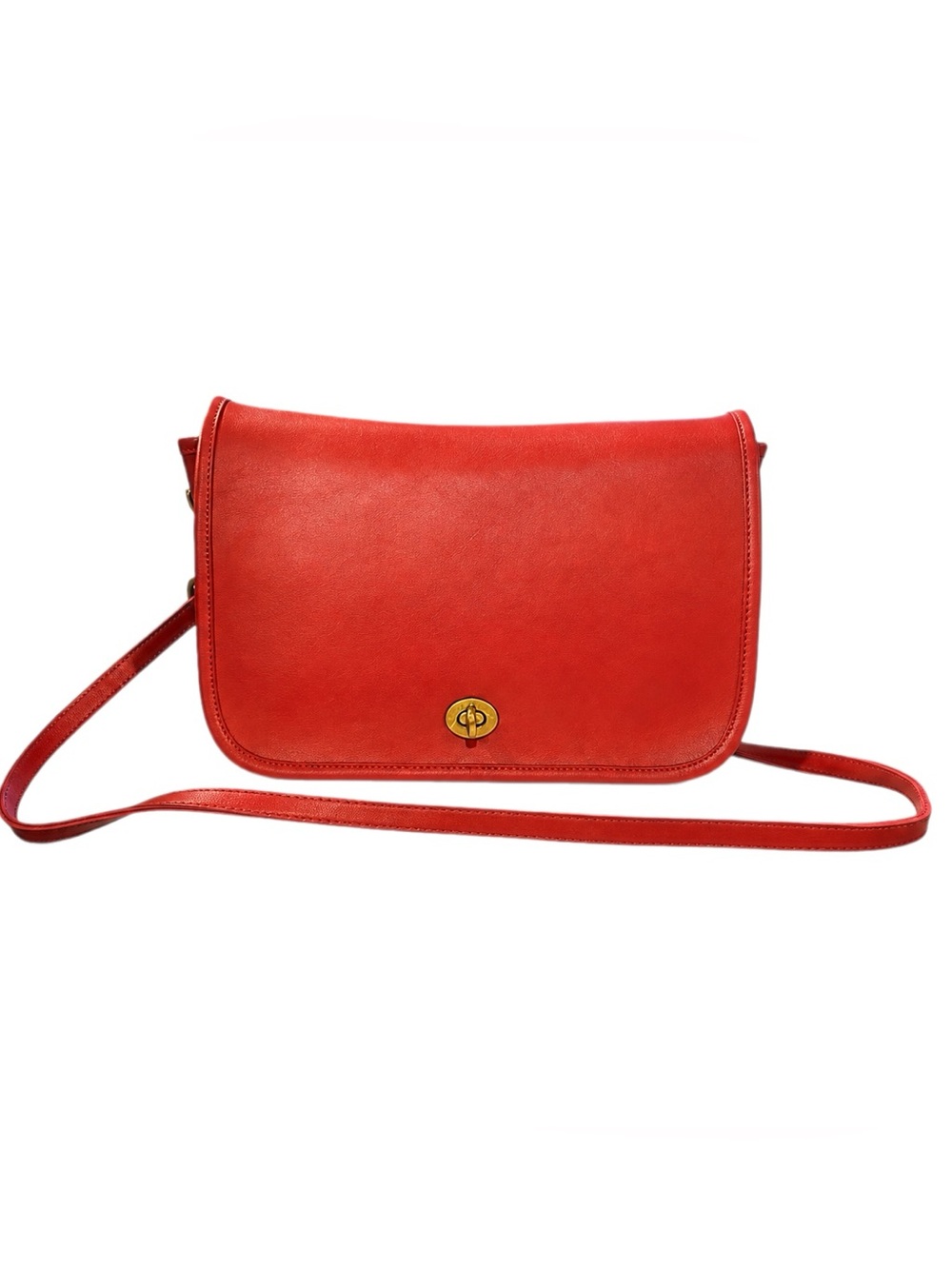 Coach Vintage glove-tanned Turn lock  Red Convertible Clutch Bag
